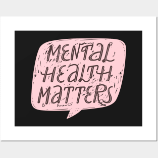 Mental health matters inspirational lettering phrase. Depression quote. Posters and Art